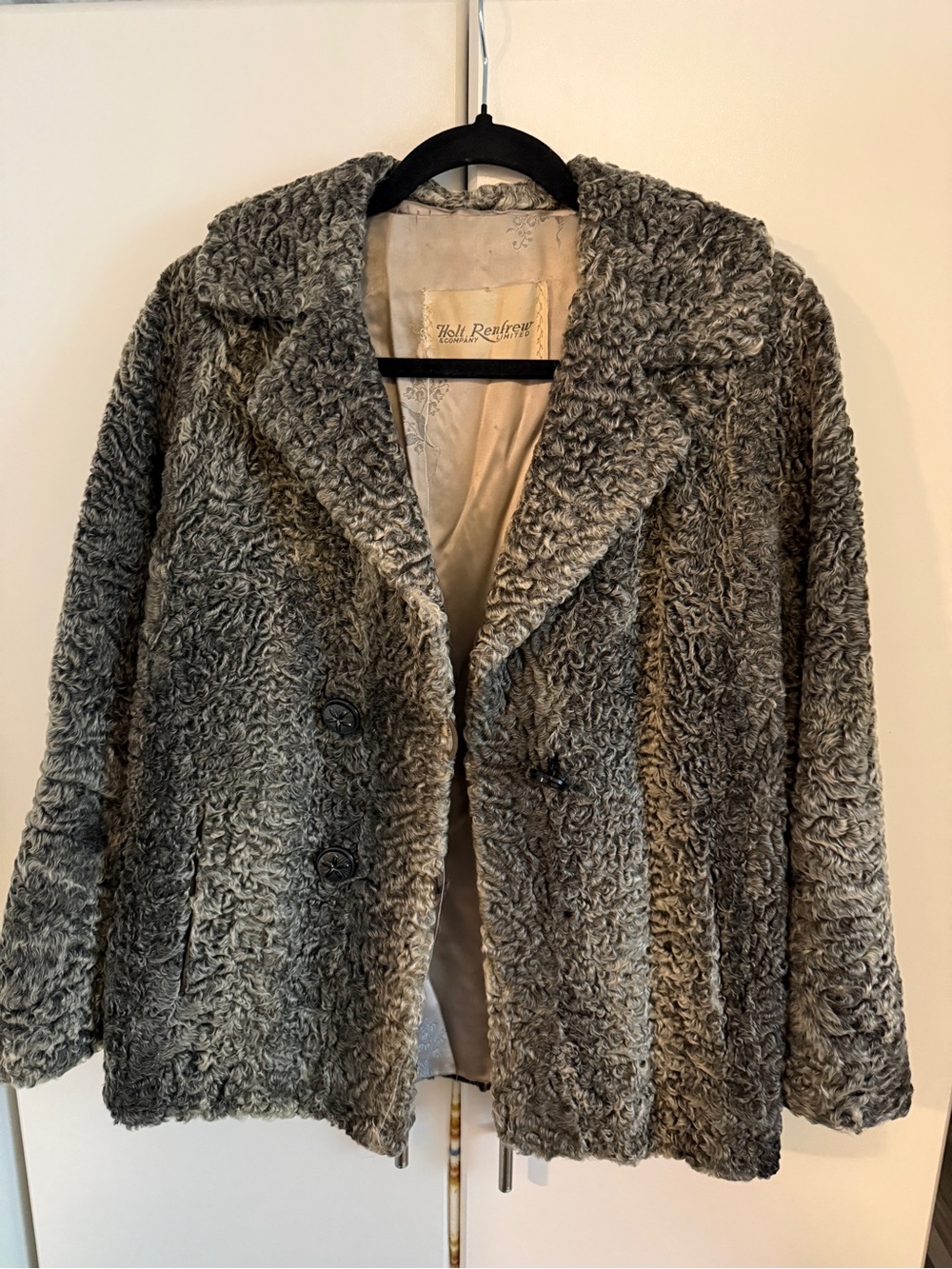 Vintage Holt Renfrew Grey Persian Lamb Fur Coat (50s/60s)